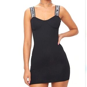 NWT PrettyLittleThing Women's Black  Strappy Bodycon Mini Dress, Size 12